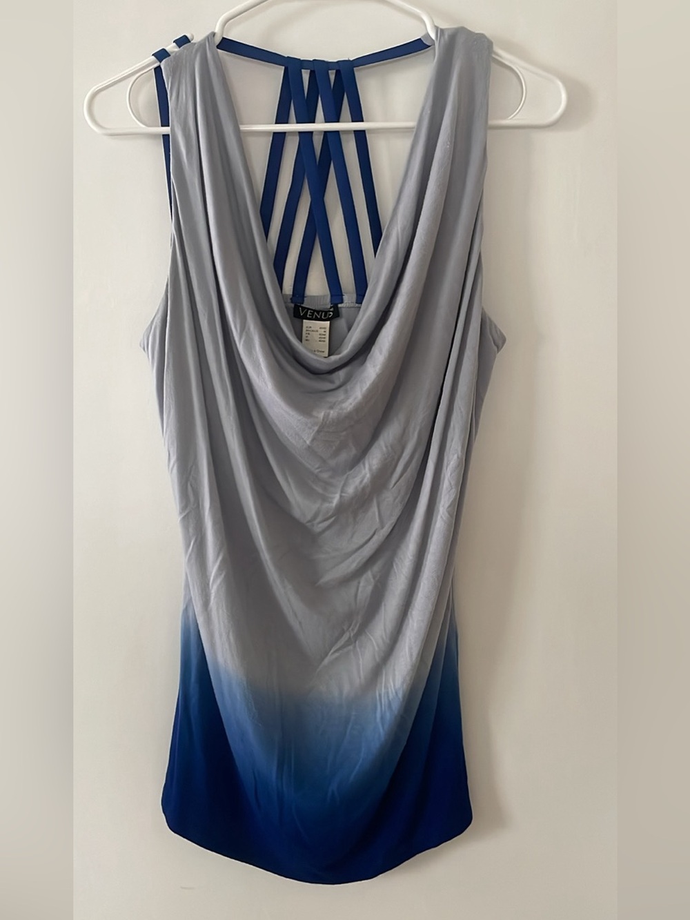 VENUS Light Gray to Blue Ombre Cowl Neck Camisole with Strappy Back